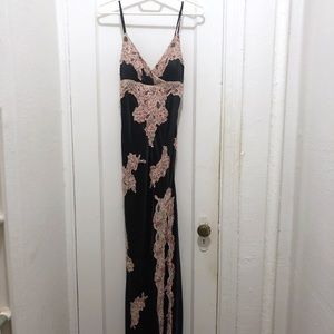 Sue Wong Nocturne Full Length Silk/Bead/Lace Gown